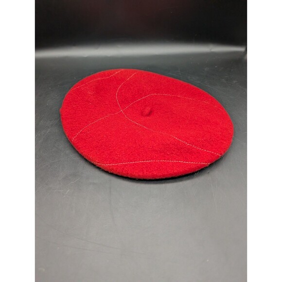 Lisa Shaub Couture NYC Red 100% Wool Beret Hat Hand-Stitched Millinery Designer main image 7